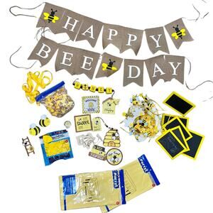 Happy Bee Day Party Decoration Bundle with Banner and Craft Supplies